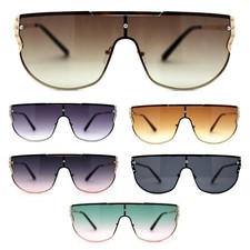 Womens Rhinestone Trim Flat Top Exposed Lens Metal Sunglasses