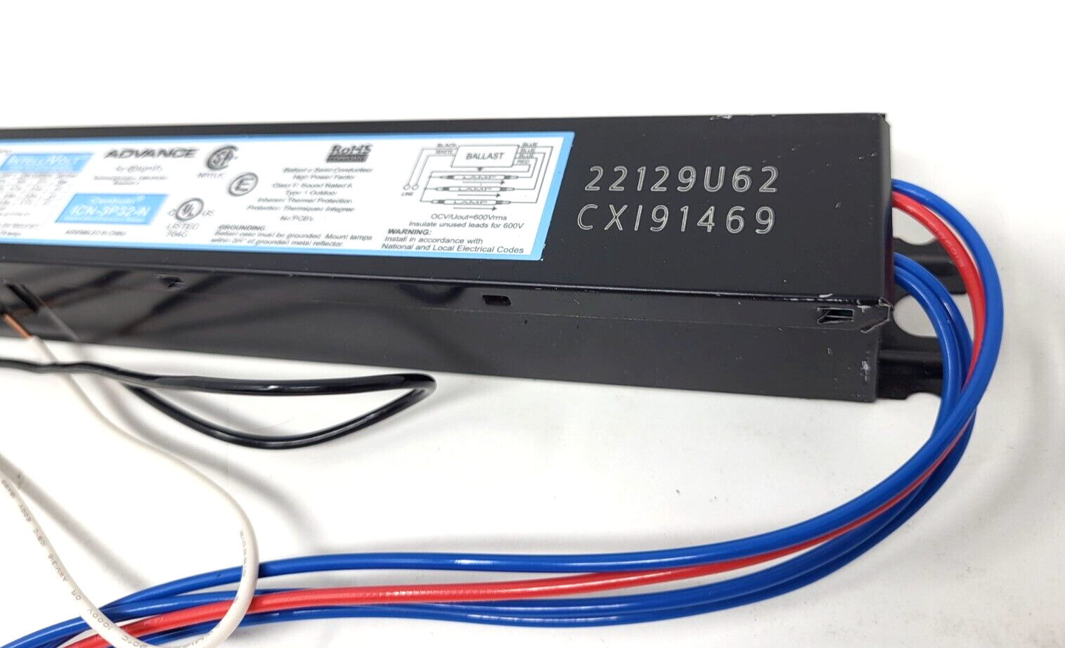 Advance ICN3P32N Fluorescent Ballast, 3 Lamp, F32 T8, 28W, 120/277V 781087091494 eBay