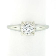 Vintage 14k White Gold 0.32ctw Illusion Prong Diamond Solitaire Engagement Ring