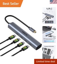 Ultra-Fast 4-Port USB C Multiport Adapter - Compatible with MacBook More