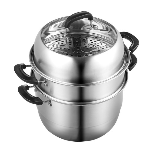 VEVOR Pentola a Vapore 3 Ripiani 28 cm Vaporiera in Acciaio Inox Capacità 8L ca. - Foto 10 di 12