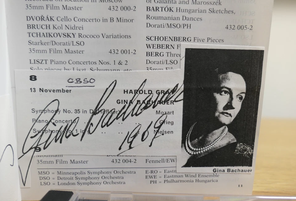 Gina Bachauer *SIGNED* + Stanisalw Skrowaczewski Brahms Piano Conc. 2 Mercury CD Foto 4 de 4