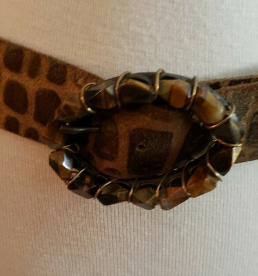 Garuglieri Italy Leather Belt w/ Tiger Eye… s-l400.jpg main image 3
