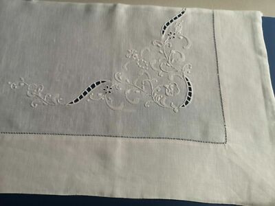 Museum Pure Linen Embroidery Carving and Fill Stitch Handmade Sheet Linen