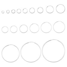 1.5mm Thickness Continuous Hoop Round Earrings 925 Sterling Silver 8mm-90mm 
