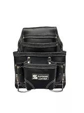 10 PKT Top Grain Leather Tool Pouch Carpenter,Construction,Framers,Handyman