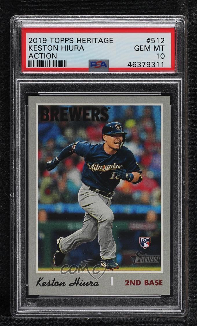 2019 Topps Heritage High Number Action Variation Keston Hiura PSA 10 GEM MT ya6