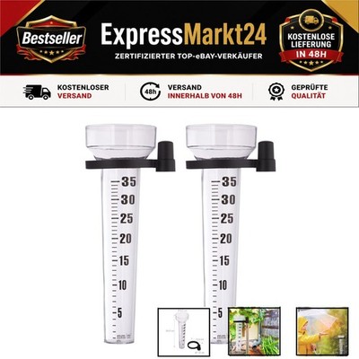 Relaxdays Regenmesser 2er Set mit Halter, große Anzeige 35 mm/m²
