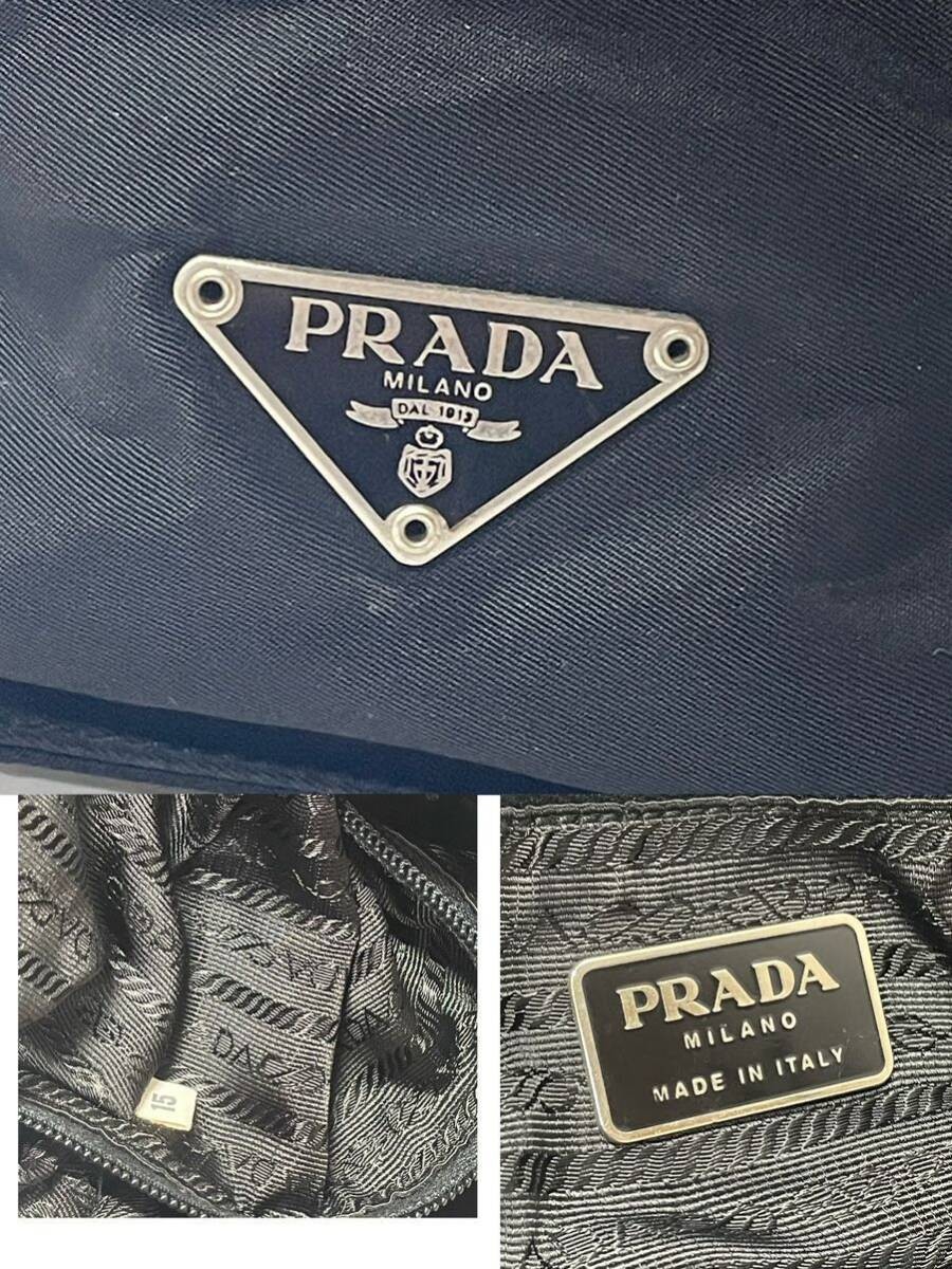 Prada Nylon Leather Tote Bag Black Triangle Vintage Authentic thumbnail 8