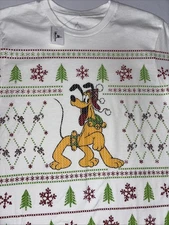 Disney Parks Authentic Pluto Christmas T-Shirt Small NWT Holiday Graphic Tee