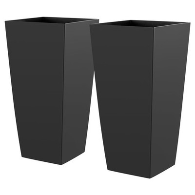 Uimoso Tall Planters Set of 2 - 26'' Modern Black Pots for Indoor & Outdoor Use