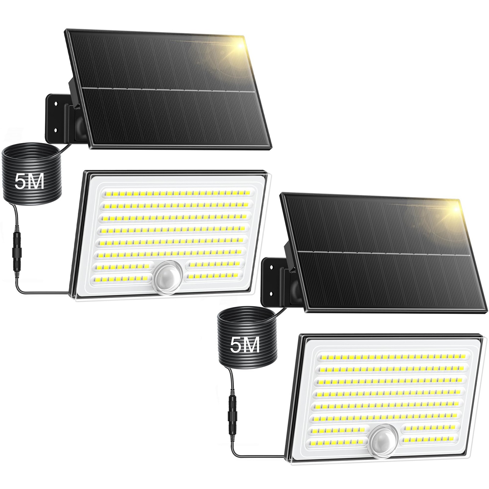 Faretto Solare LED Esterno 2000mAh: Luci Giardino Sensore Movimento