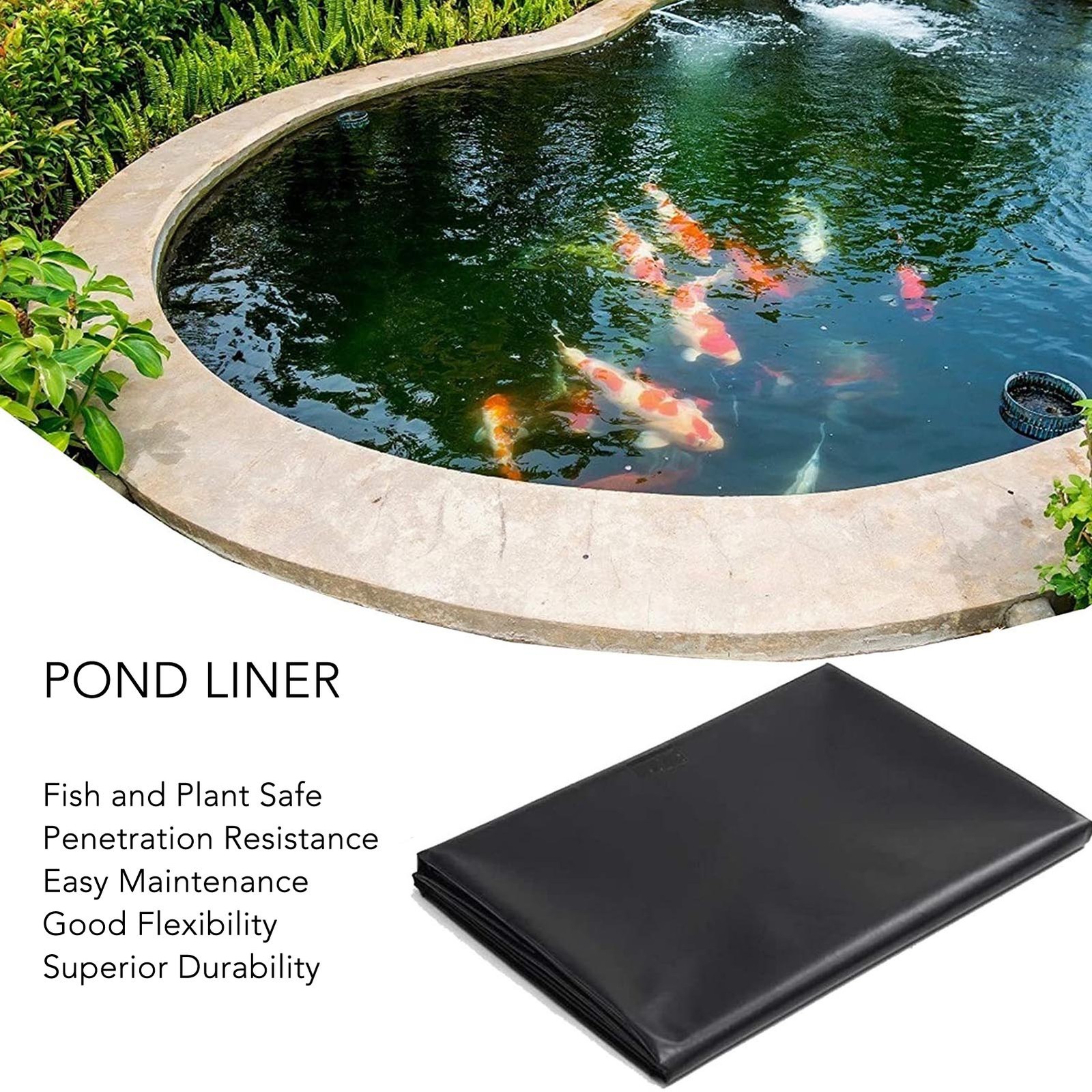 Durable Black Pond Liner For Waterfall Garden Fish Ponds PE Easy To Use