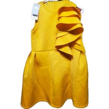 Beautiful Dress, One Shoulder Flared Lemon Yellow Size L