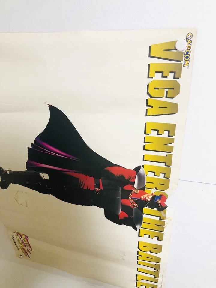 STREET FIGHTER II TURBO / Vega / M. Bison :1993 CAPCOM SNES : B2 Poster (Roll:VG - Image 2 of 4