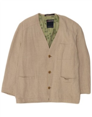 Redpoint Mens 3 Button Blazer Jacket IT 48 Medium Beige Herringbone Cotton BF05