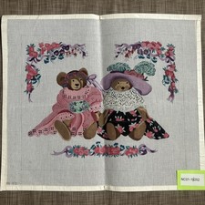 Handpainted Needlepoint Canvas Victorian GirlBears Must Read Description