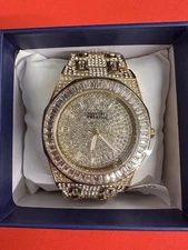 Montres Prestige, Gold Tone With Crystals, New In Box, Quartz Movement