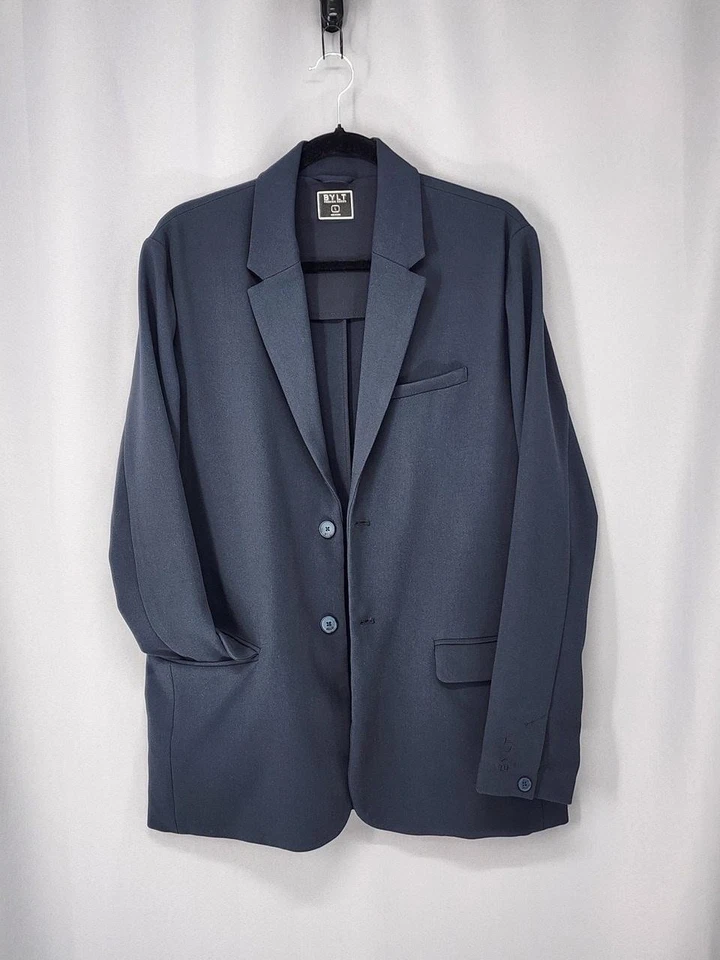 Chaqueta Blazer BYLT Para Hombre Grande Azul Marino Tejido Elástico Informal Viaje Deporte Abrigo Foto 2 de 4