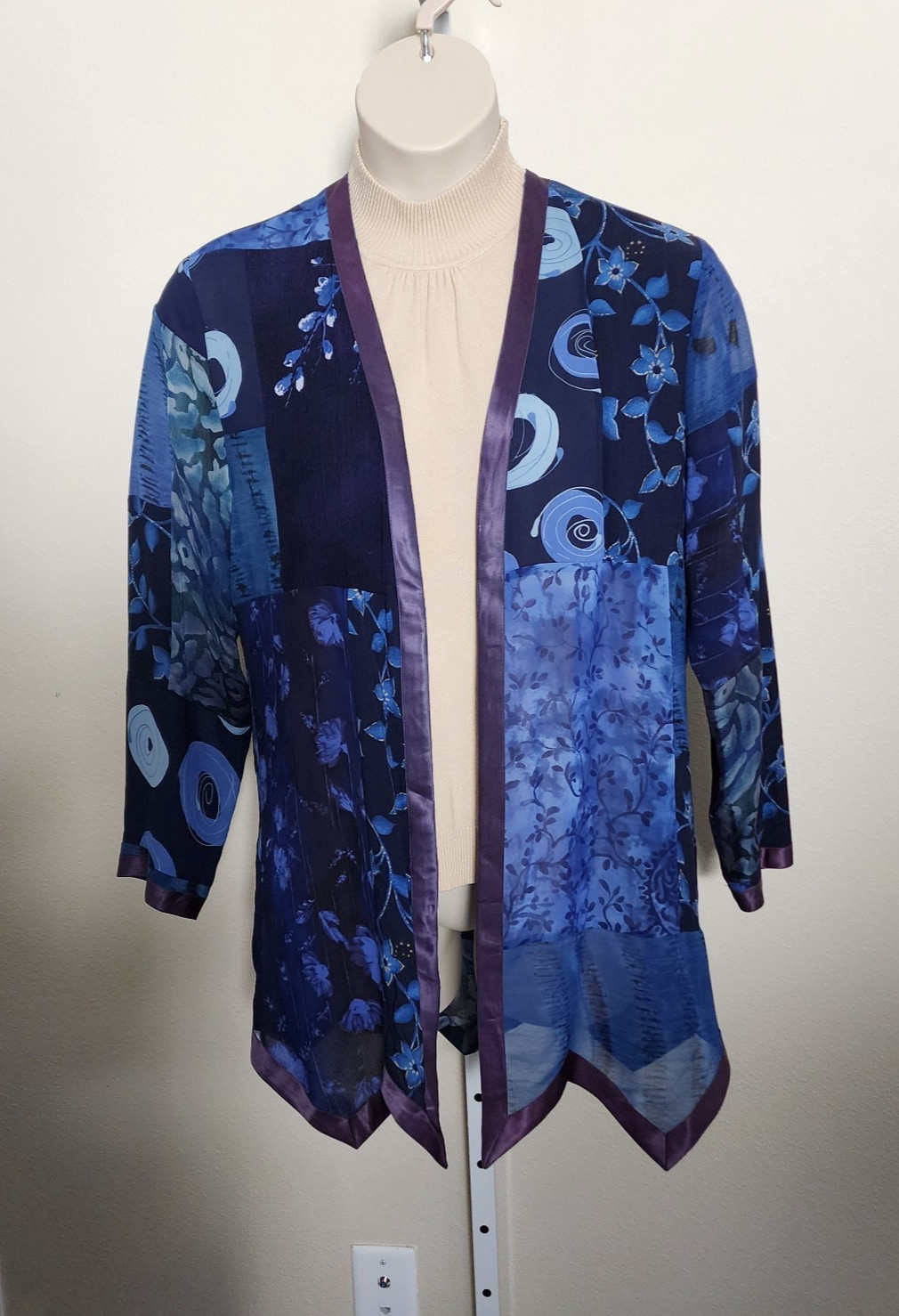Maggie Shepherd Jacket Blue Patchwork Mixed Print… - image 1