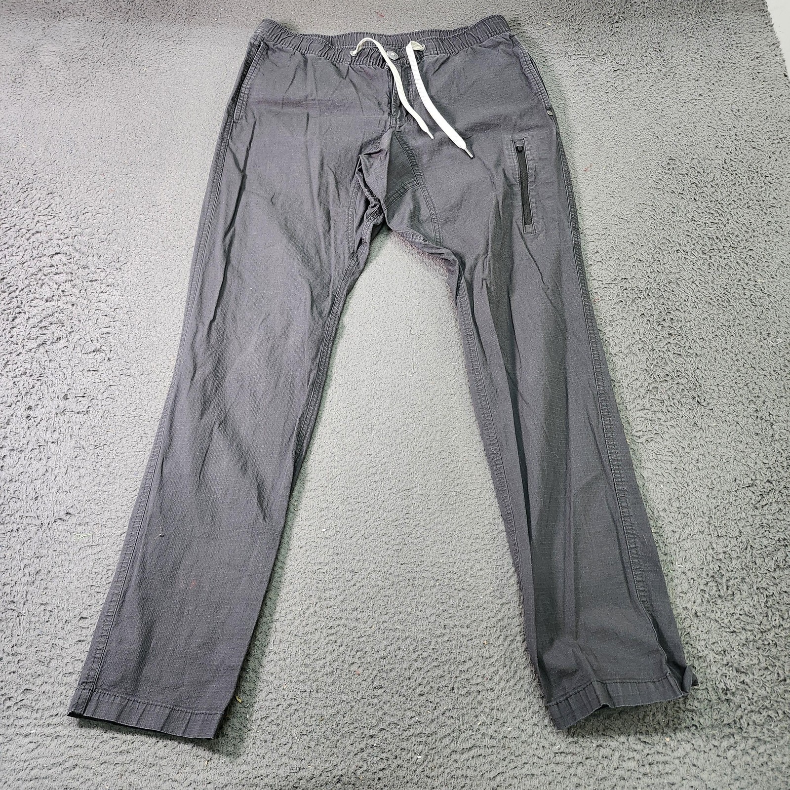 Pants Mens 33x32 Gray Lightweight Sweatpants Drawstring Elastic Waist Zip Pocket