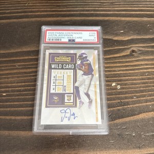 2020 PANINI CONTENDERS JUSTIN JEFFERSON WILD CARD ROOKIE TICKET AUTO PSA 9 #109