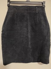 Vintage Suede Leather Mini Skirt By Express In Black Size 7/8 Form Fitting