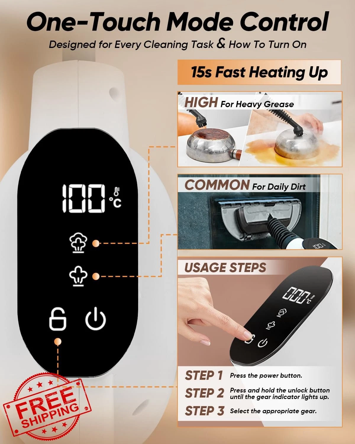 Saker EverSteam Handheld Steam Cleaner 15s Heat-up Portable