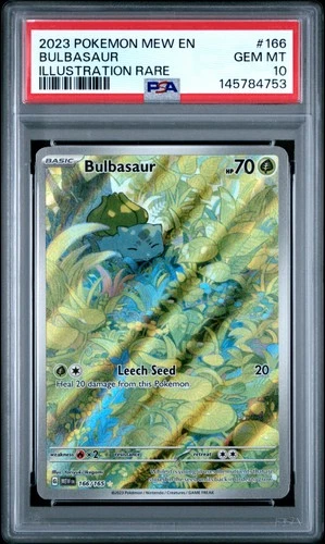 2023 POKEMON MEW EN-151 ILLUSTRATION RARE #166 BULBASAUR PSA 10