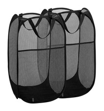 Buenod 2 Packs Mesh Pop up Laundry Hamper (Black) with Large, Black +