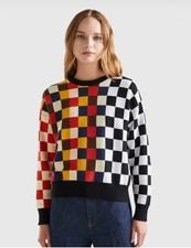 Suéter De Colección United Colors of Benetton Para Mujer Multicolor Cuadros Talla Grande Años 80