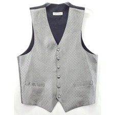 Perry Ellis Evening Vest Waistcoat Men Large Silver Fabric USA-Made