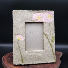 Pressed Flower Look Photo Frame Pink Daisies Cottagecore Floral 3.5x5 Rustic