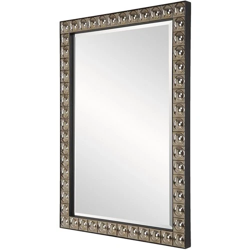 Uttermost 09944 Silvio Wall Mirror Antiqued Silver-Champagne and Black - Picture 3 of 6