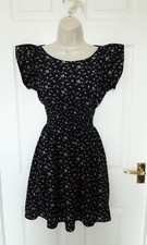 Tea Dress Skater lindy hop blue bird pattern 80s,90s,00s retro style size 8-10