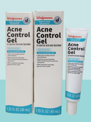 WALGREENS ACNE CONTROL GEL 2% ACNE TREATMENT 1.35 OZ  LOT OF 2 BOXED
