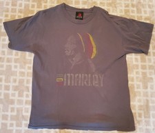 Vintage Y2K Zion Rootswear Bob Marley Graphic Cotton Crew Neck Tee Gray Size L