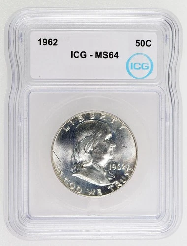1962 Franklin Half Dollar ICG Graded MS64 Uncirculated 50C U.S. Silver Coin
