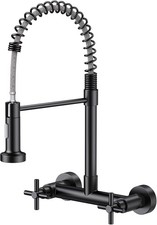 Wall Mount Kitchen Faucet Matte Black Kitchen Sink Faucet 8 Inch 2 Handle Wall