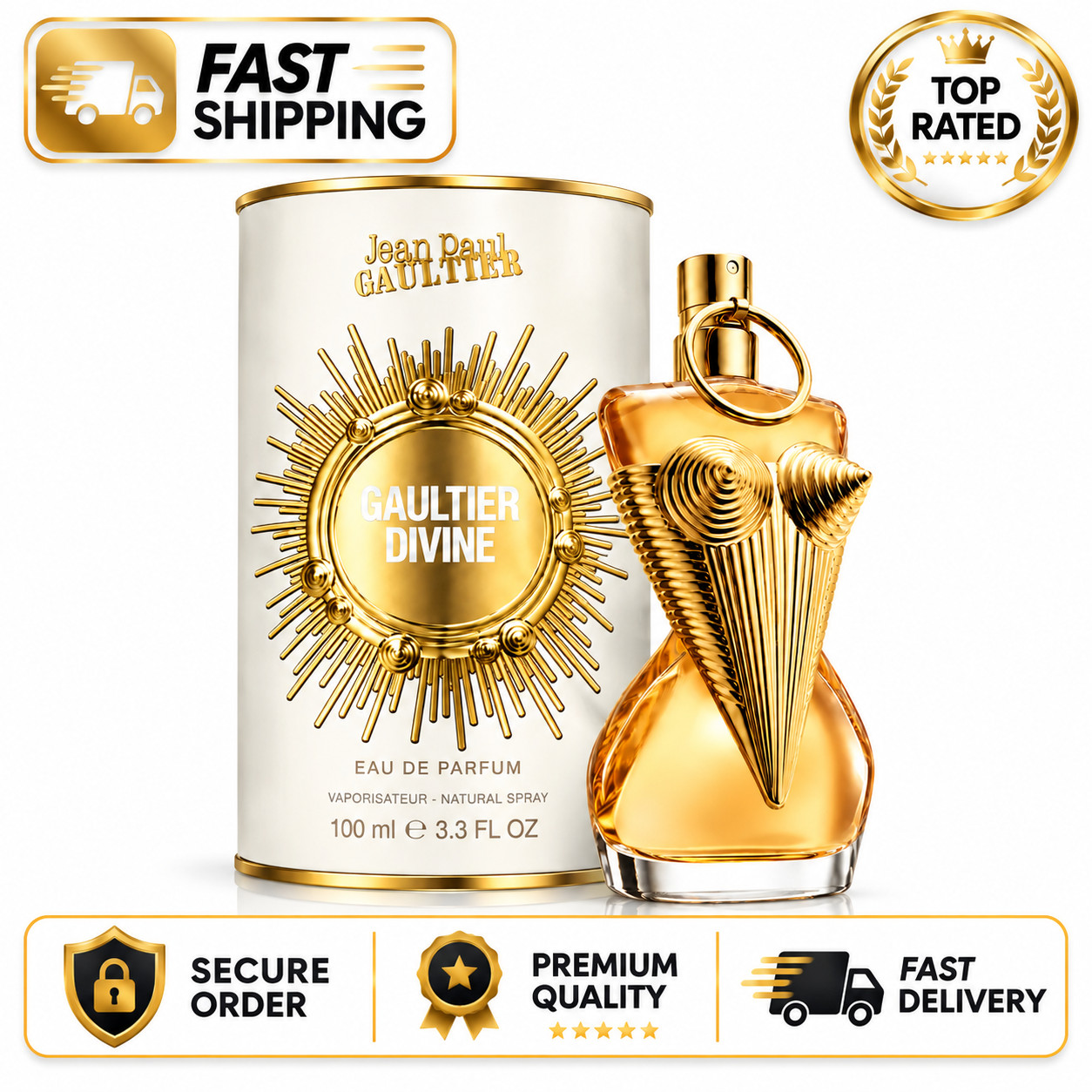JEAN PAUL GAULTIER DIVINE EAU DE PARFUM FOR WOMEN 3.4 OZ / 100ML – NEW & SEALED