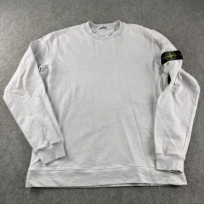 Stone Island Sweatshirt Herren XL Grau Baumwolle Logo Patch Rundhals Pullover