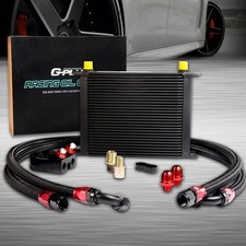 30 Row AN10 Aluminum Engine Transmission Oil Cooler Kit Oil Filter Adapter Black