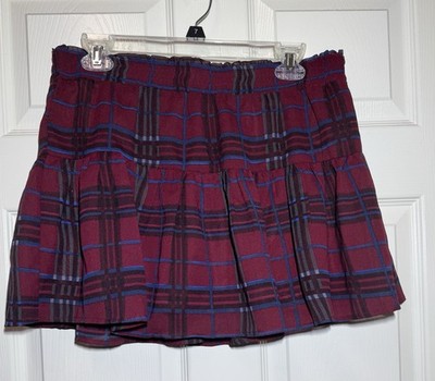 Bongo Vintage Y2K Women s Tartan Plaid Tiered Mini Skirt Elastic Waistband L NEW