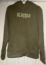 Kappa Sweatshirt Hoodie Mens Small Green Logo Pullover Kangaroo Pocket Casual