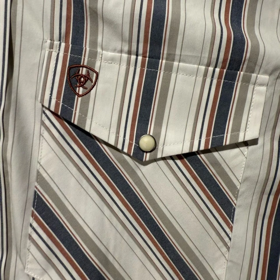 Camisa occidental Ariat Pro Series Warwick Pearl Snap para hombre L (se adapta a XL) rayas blancas Foto 4 de 4