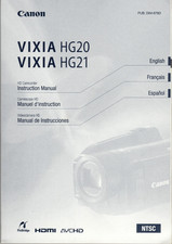 Original Canon VIXIA HG20/HG21 HD HDD Camcorder Instruction Manual NTSC FR/SHP