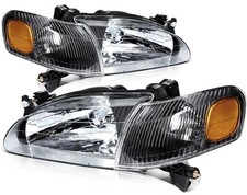 Pair Headlights Assembly For 1998-2000 Toyota For Corolla Black Housing