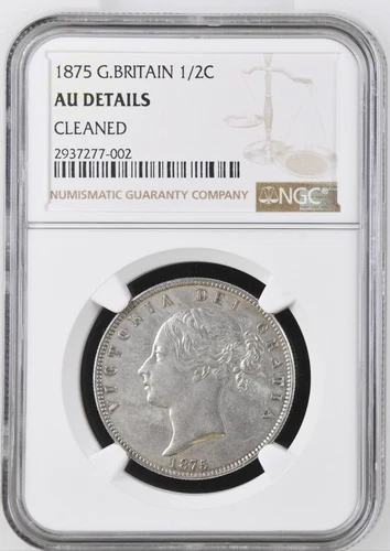 1875 Great Britain Half Crown - Victoria Young Head - NGC AU details (cleaned)