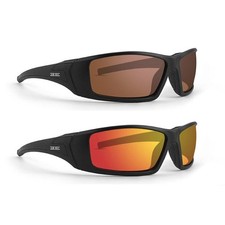 2 Pairs Epoch 3 Sport Sunglasses Black Frame Red Mirror  Amber Lens