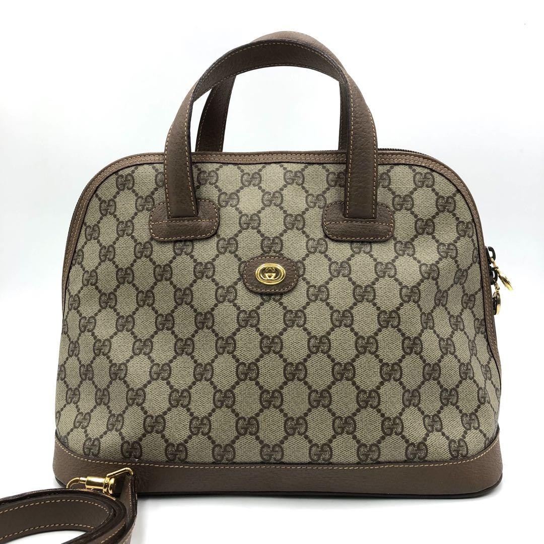 GUCCI Vintage GG Supreme PVC Brown Shoulder Bag 2Way Authentic F07161482